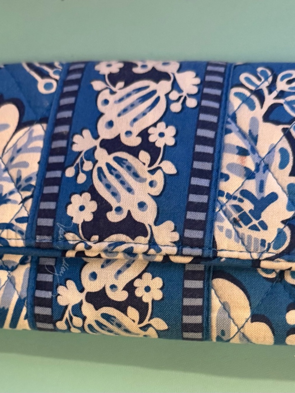 Vera Bradley Blue Floral Quilted Zip Wallet